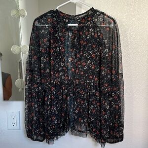 Free People Floral Sheer Blouse